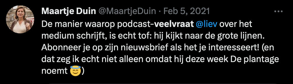 Screenshot Tweet Maartje Duin